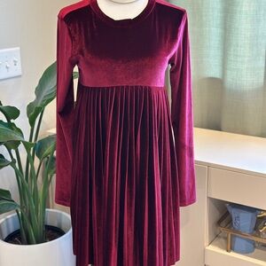 ASOS Velvet Round-Neck Red Dress